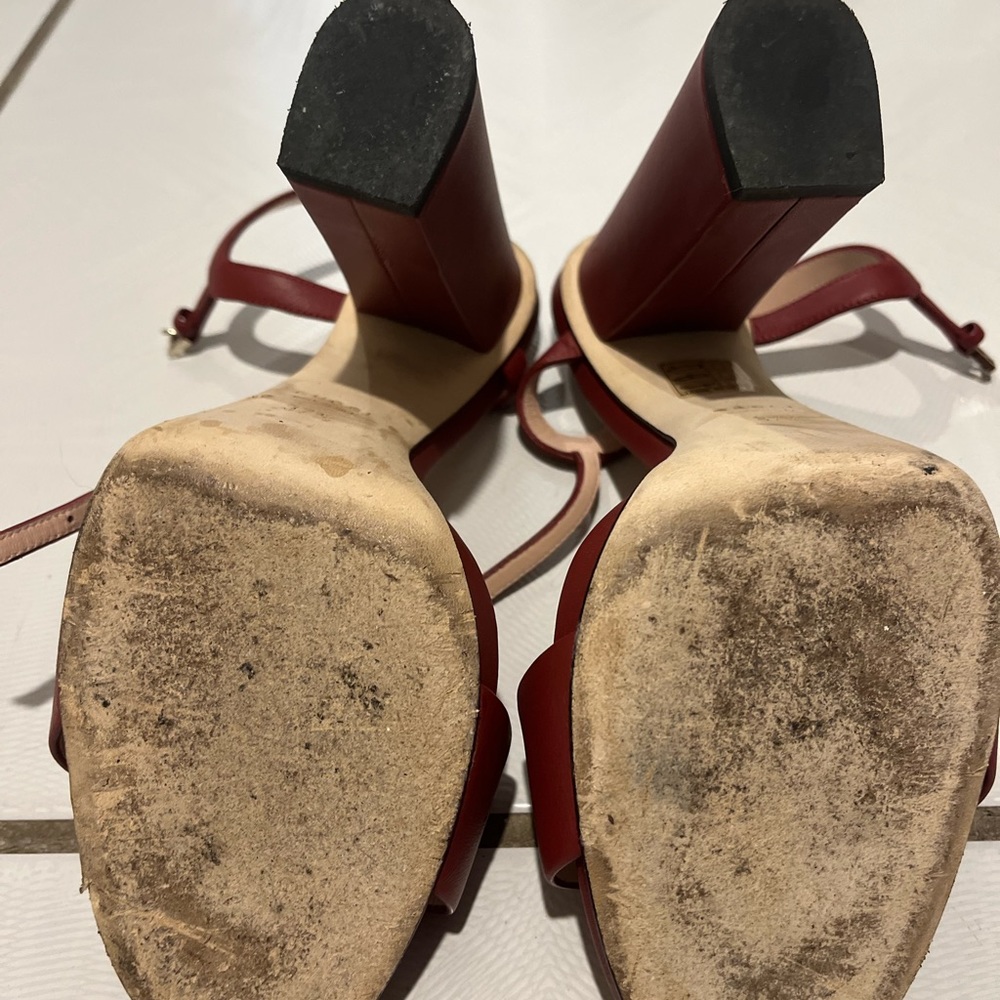 Gucci Shoes Gucci Horsebit Red Leather Ankle Strap Block High Heel Sandals - Picture 4 of 6